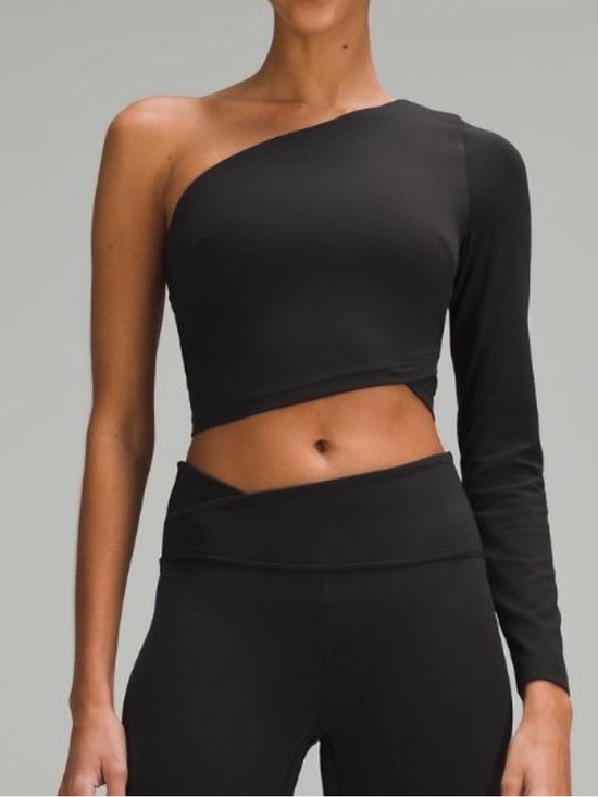 lululemon athletica Tops - lululemon athletica One-Shoulder Black Long-Sleeve Cropped Top